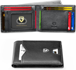 GSOIAX Mens Slim Wallet for Men Minimalist Genuine Leather